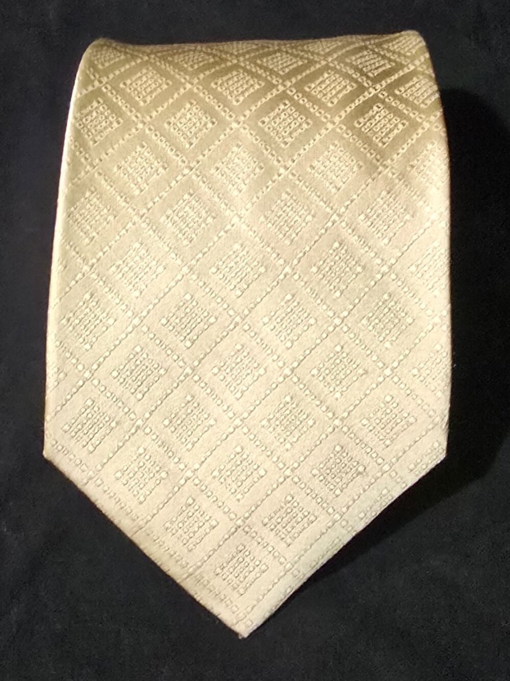 NWT - Brioni Hand Made in Italy 100% Silk Necktie - Gold Blue Dot Square
